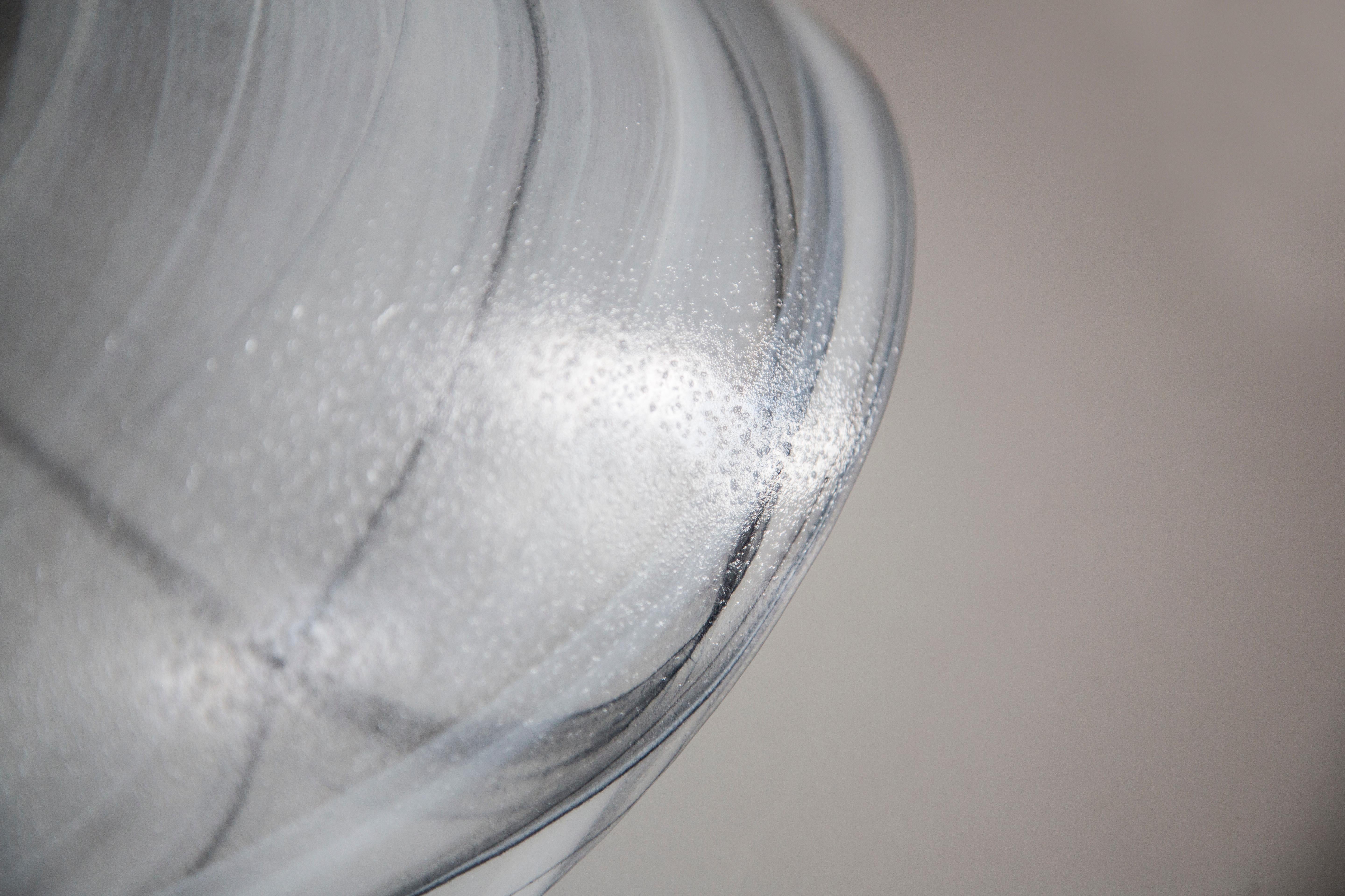 Mid Century Style Murano Glass Big Black and White Bowl, Italy, 2000s For Sale 6