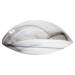 Mid Century Style Murano Glass Big Black and White Bowl, Italy, 2000s
