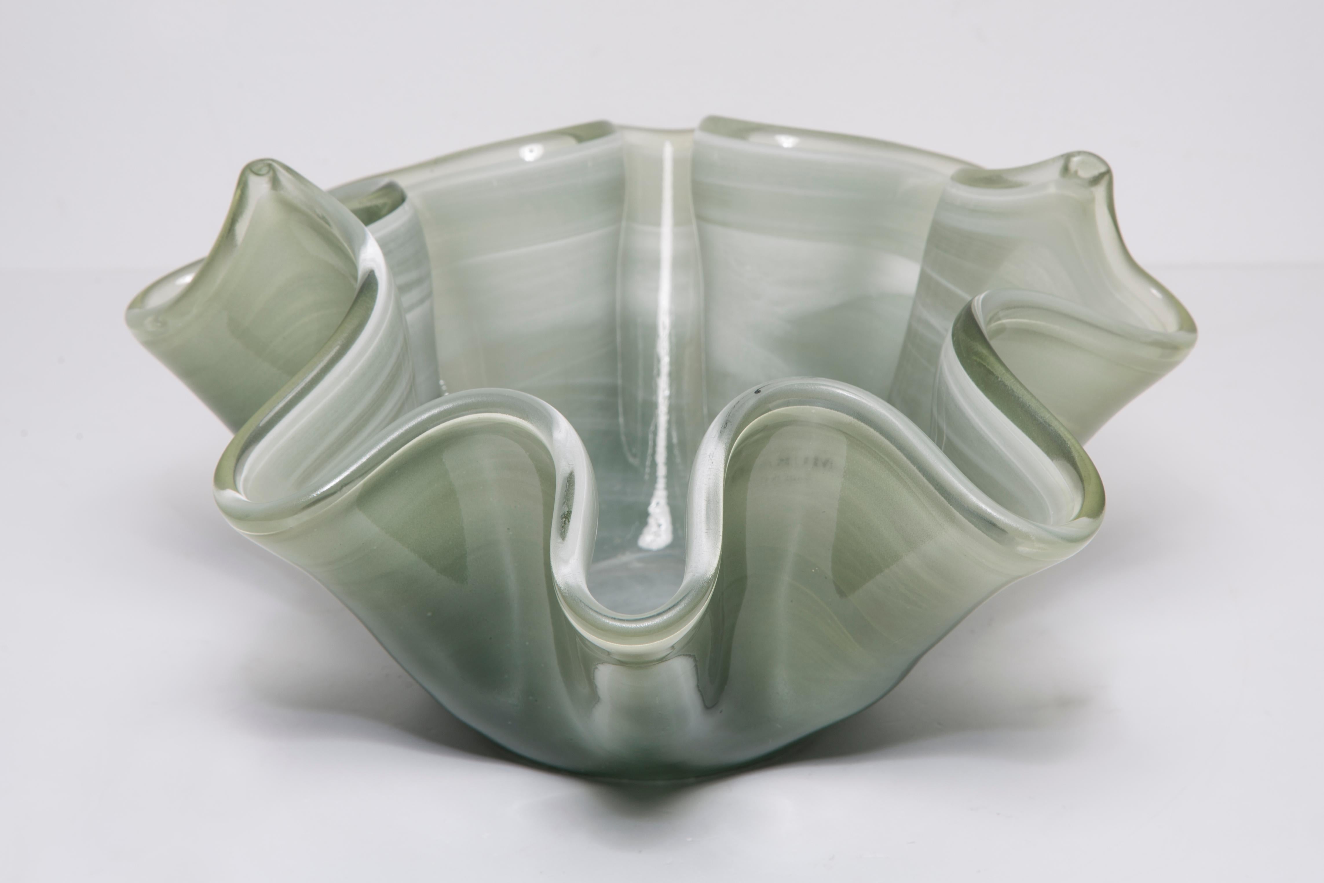 Mid Century Style Murano Glass Medium Green Bowl, Italy, 2000s For Sale 4