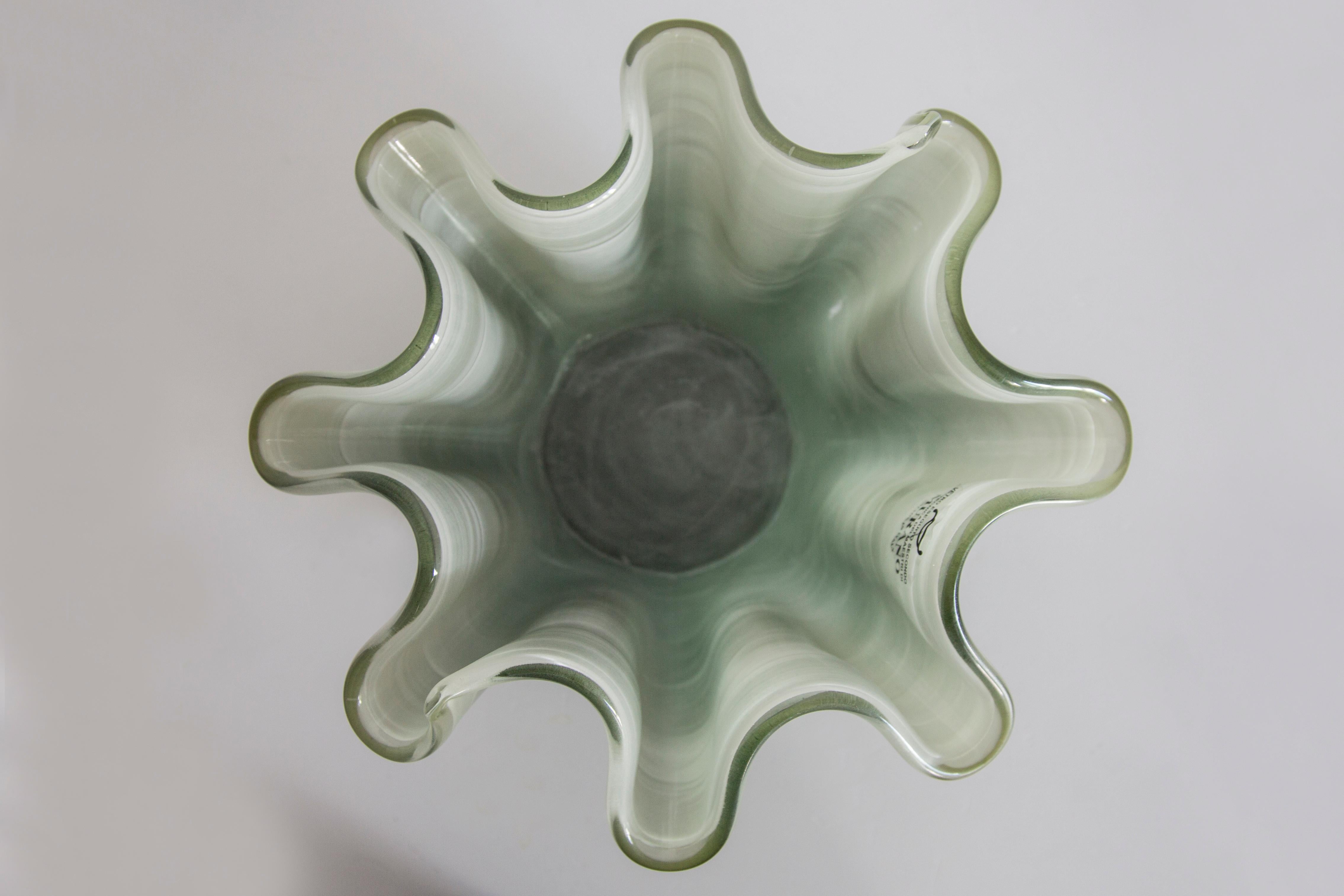 Mid Century Style Murano Glass Medium Green Bowl, Italy, 2000s For Sale 7