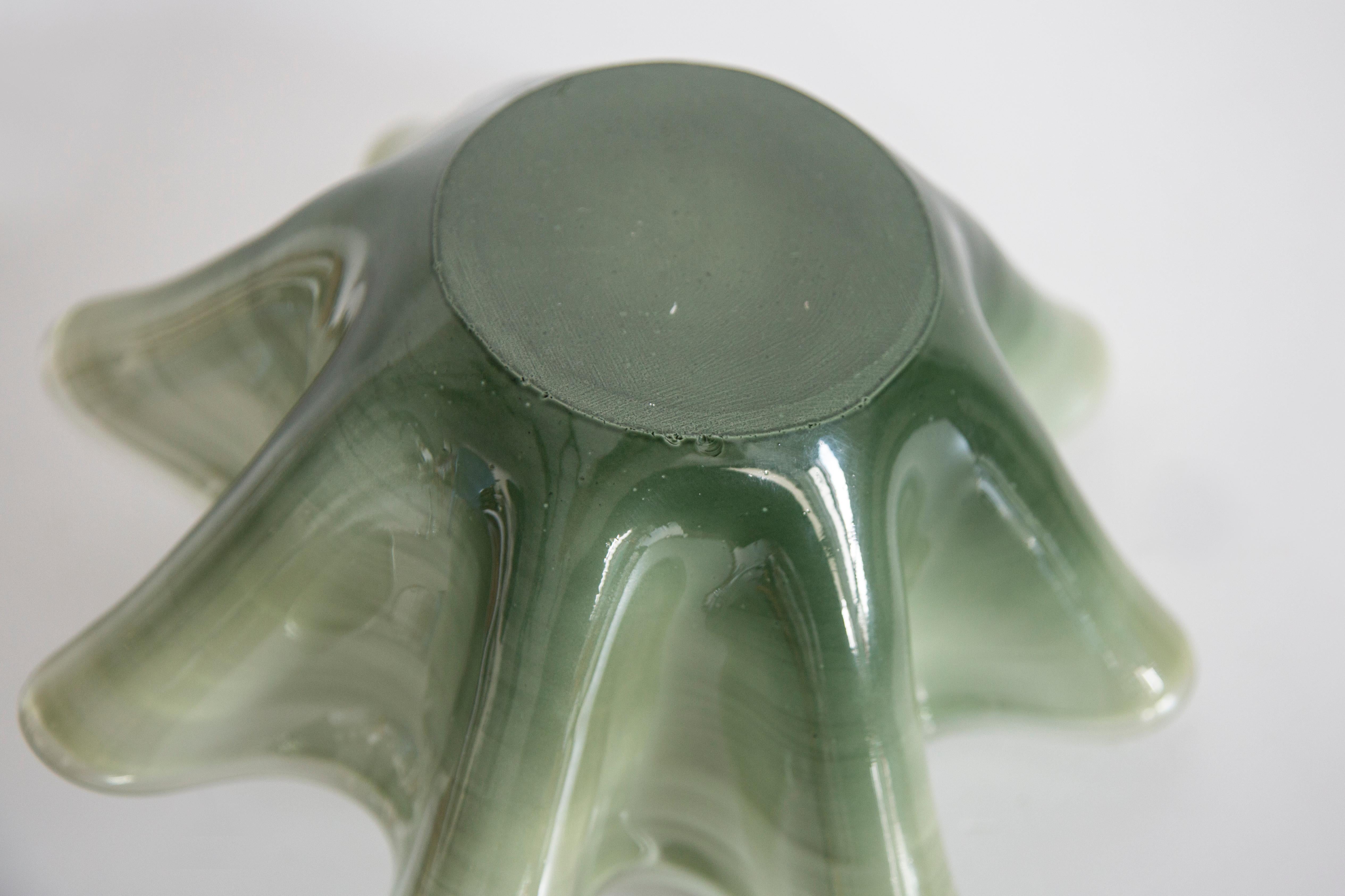 Mid Century Style Murano Glass Medium Green Bowl, Italy, 2000s For Sale 8