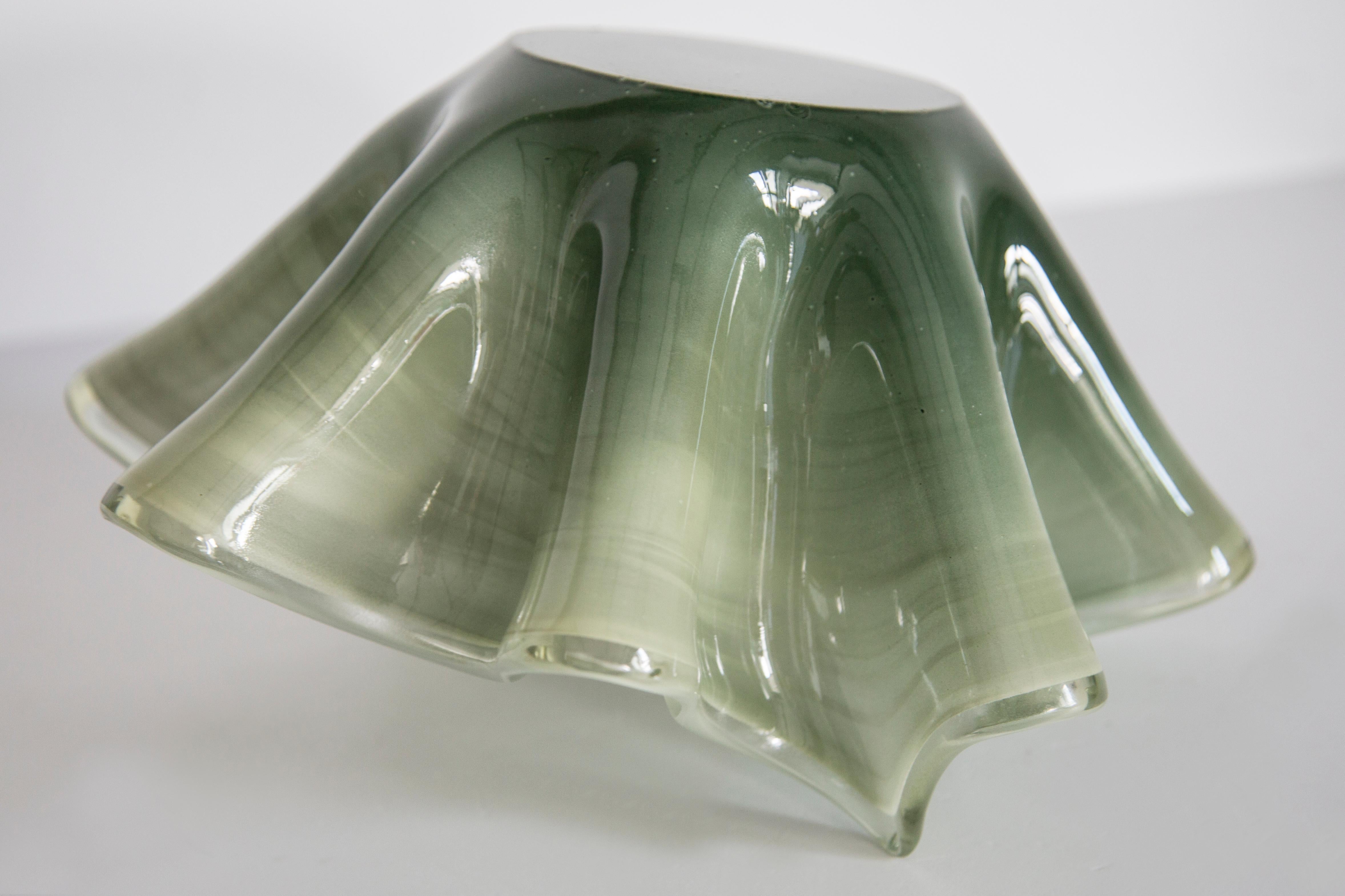 Mid Century Style Murano Glass Medium Green Bowl, Italy, 2000s For Sale 9
