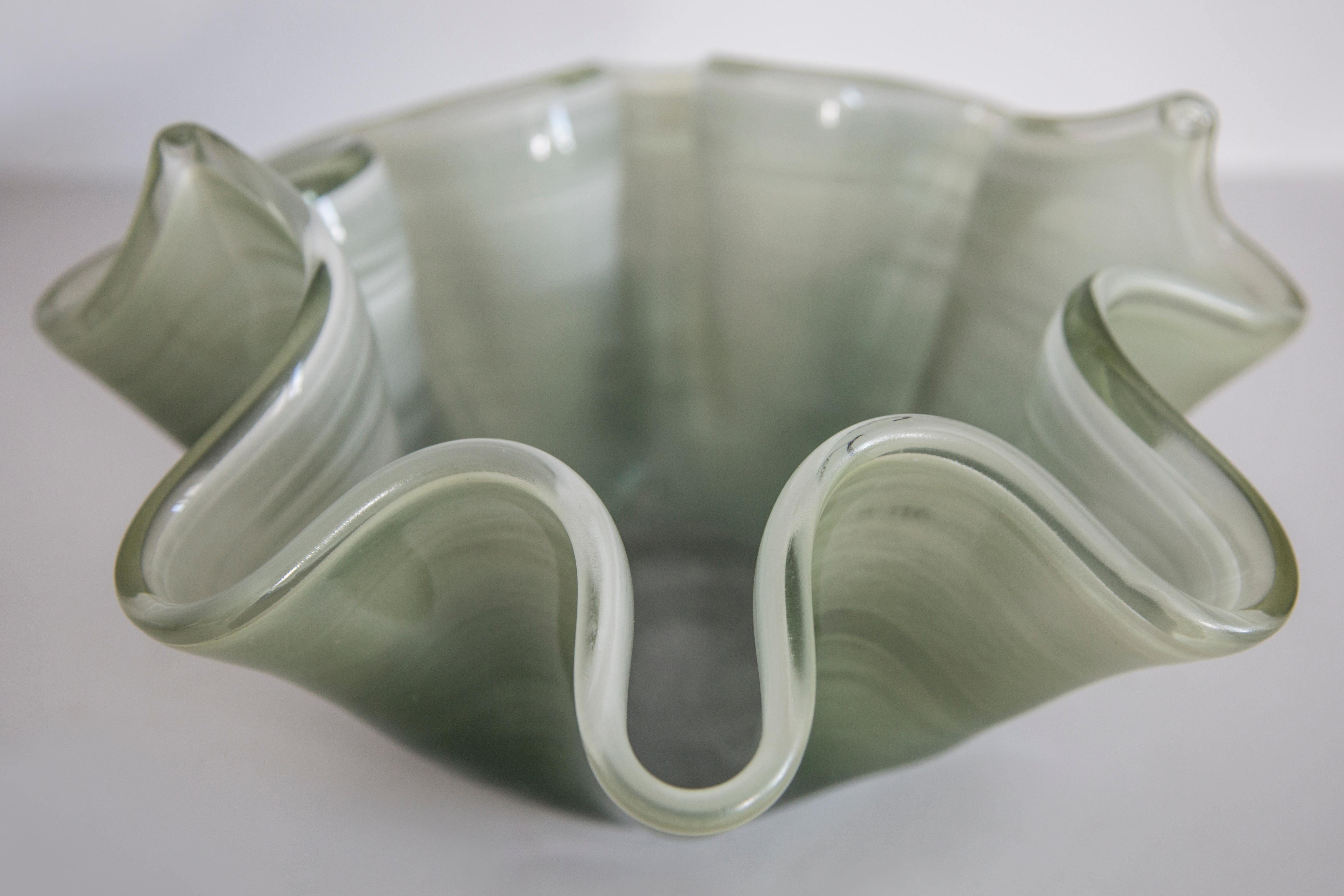 Mid Century Style Murano Glass Medium Green Bowl, Italy, 2000s For Sale 1