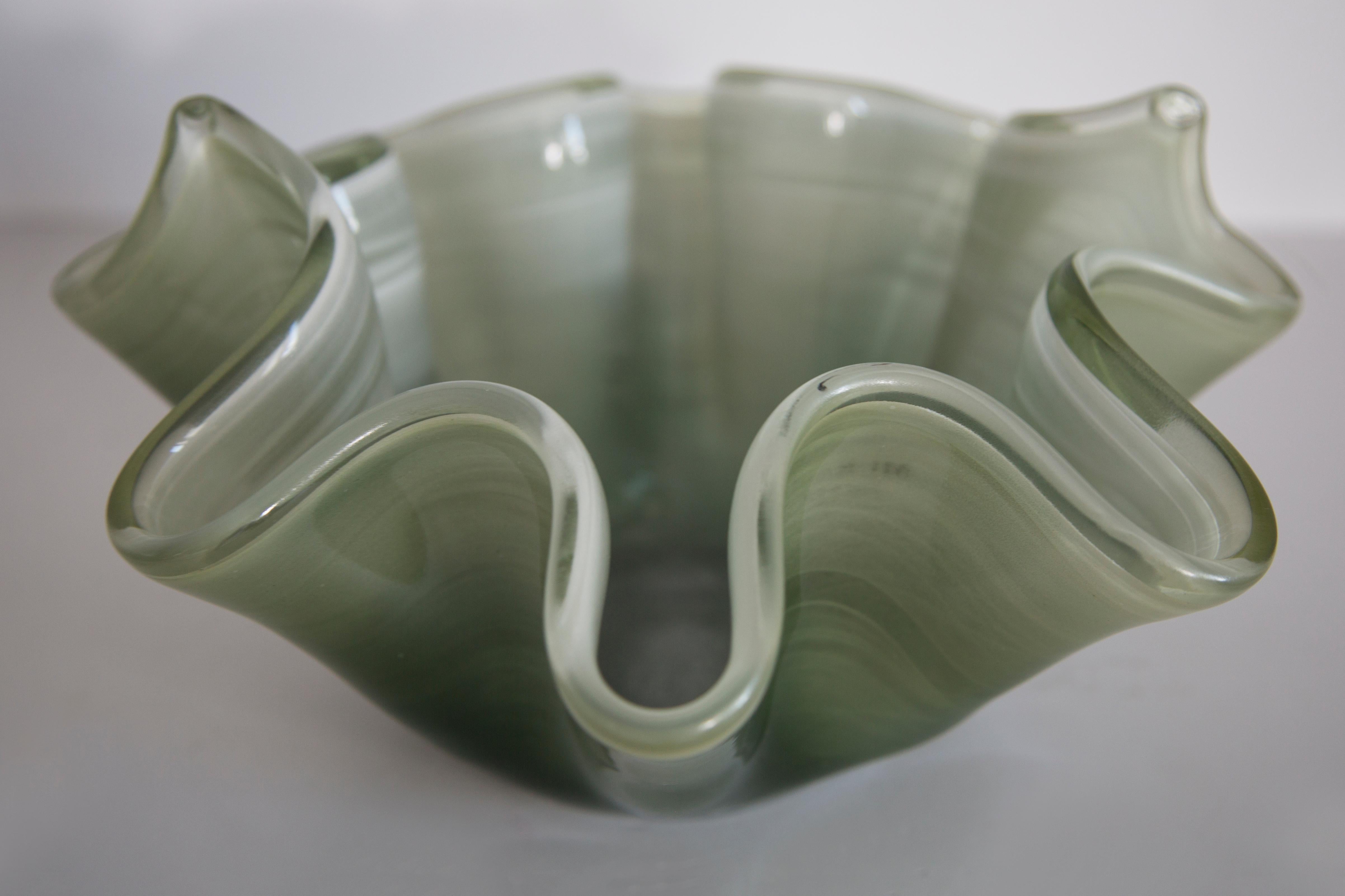 Mid Century Style Murano Glass Medium Green Bowl, Italy, 2000s For Sale 2