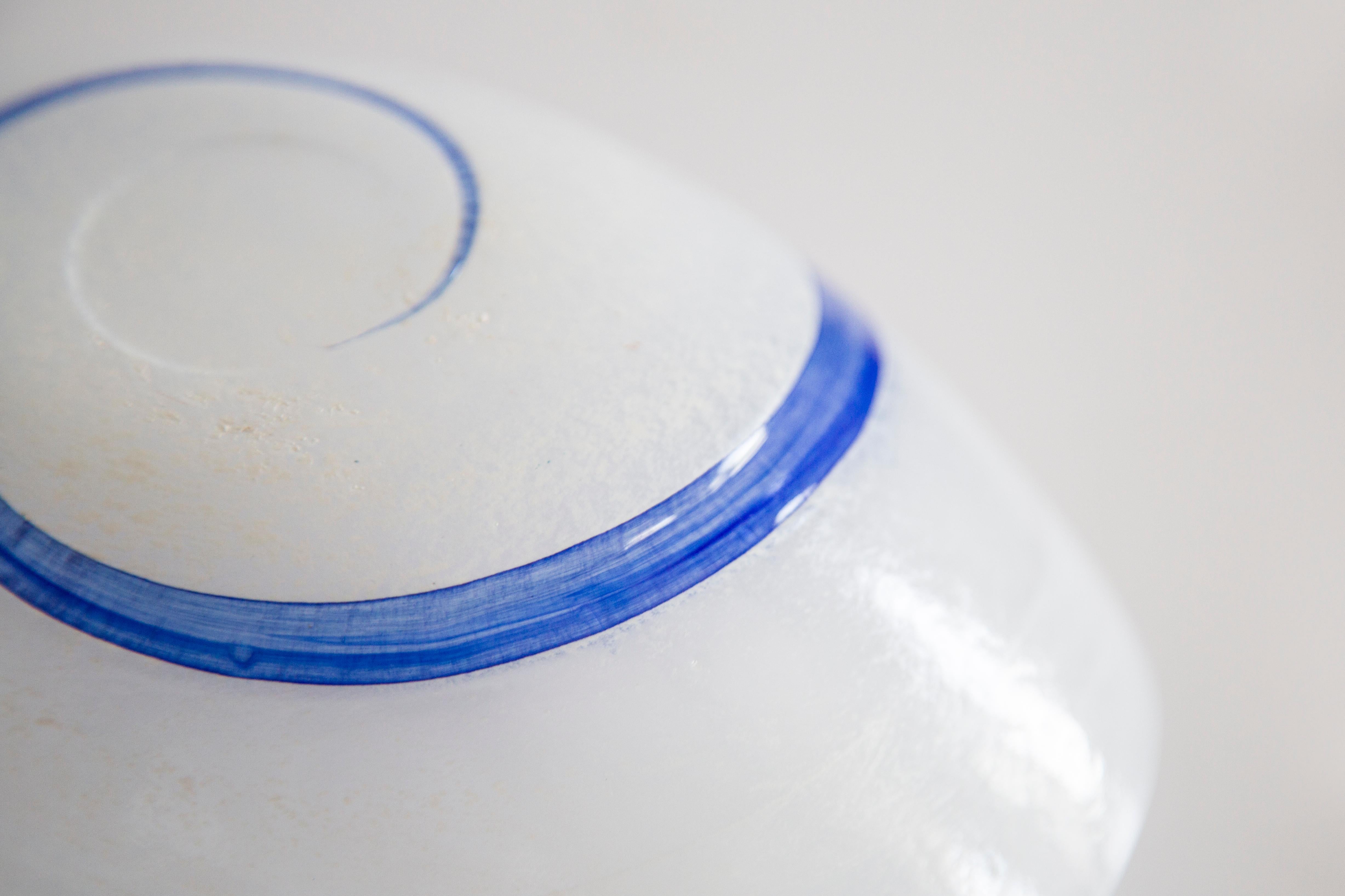 Mid Century Style Murano Glass Small Blue and White Bowl, Italy, 2000s For Sale 4