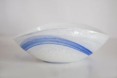 Mid Century Style Murano Glass Small Blue and White Bowl, Italy, 2000s