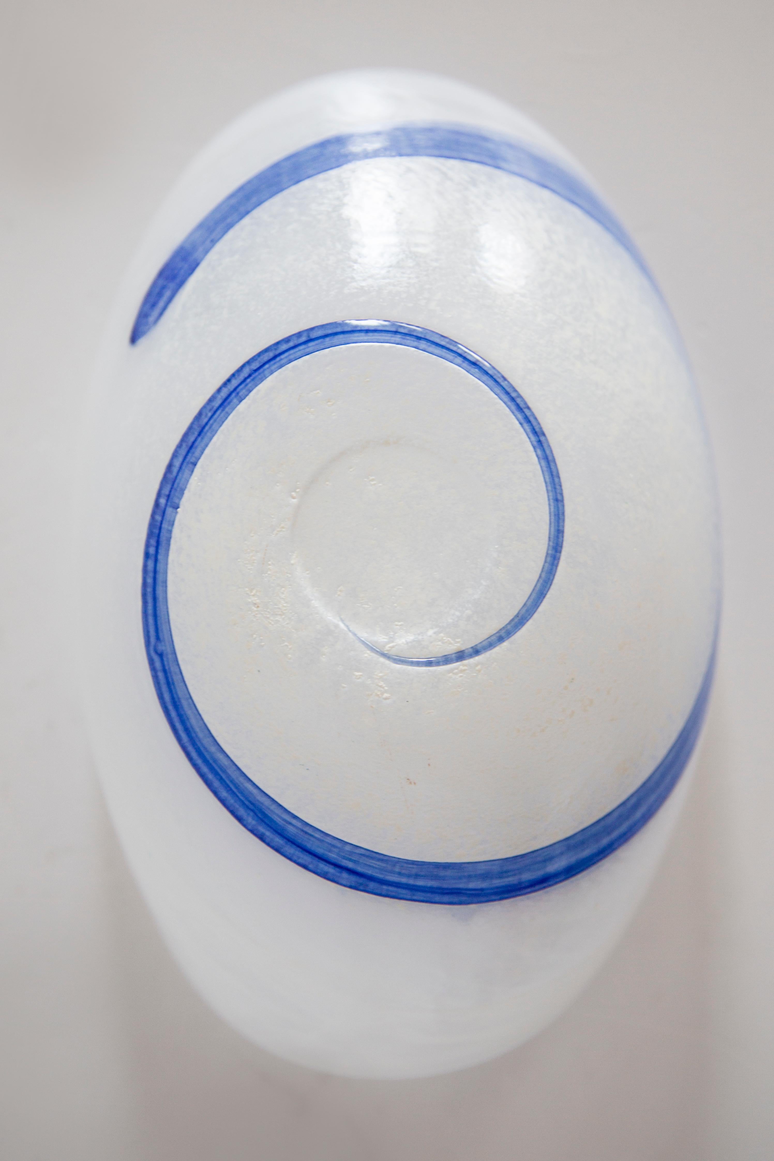 Mid Century Style Murano Glass Small Blue and White Bowl, Italy, 2000s For Sale 3