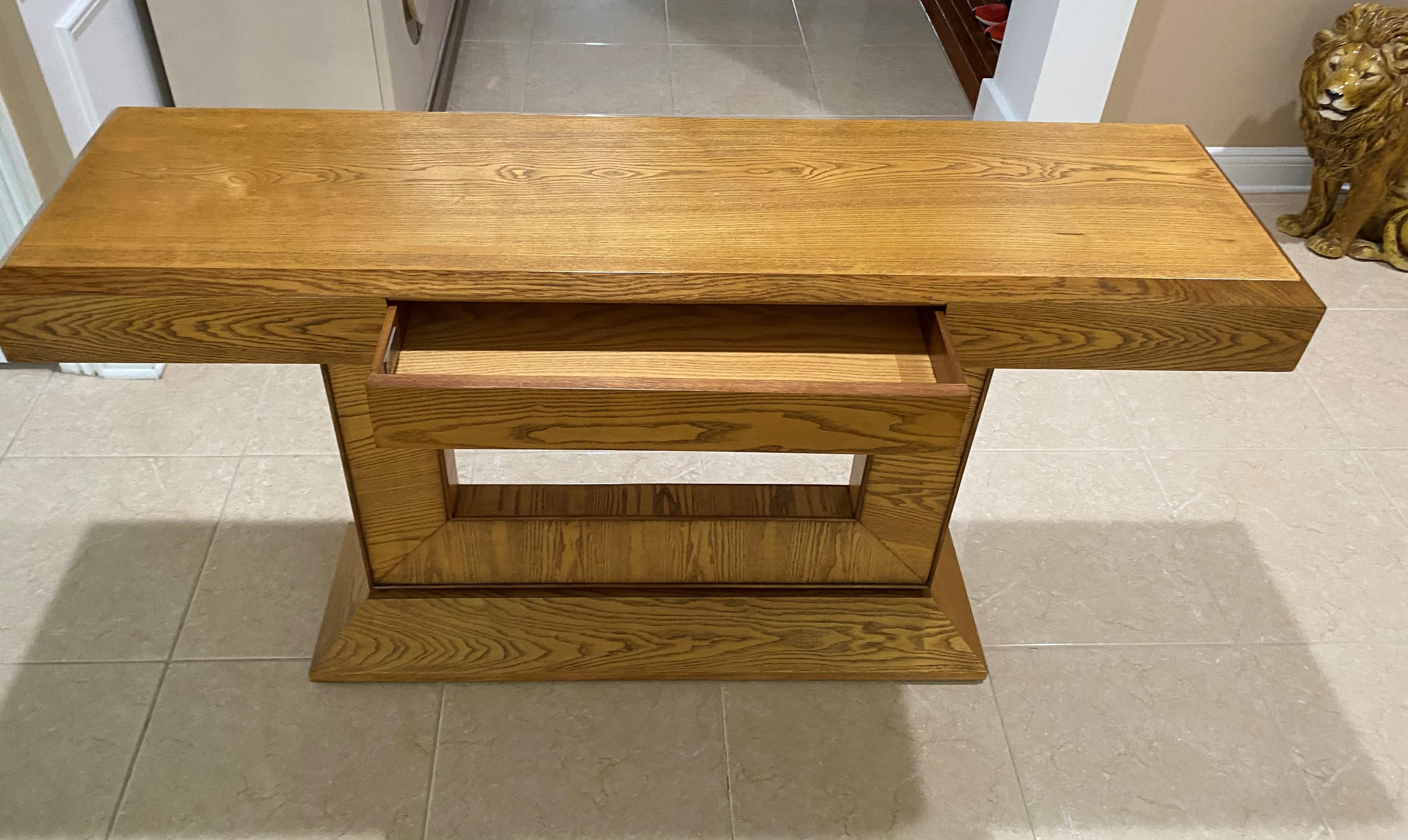 Mid-Century Modern Midcentury Style Oak Console Table For Sale