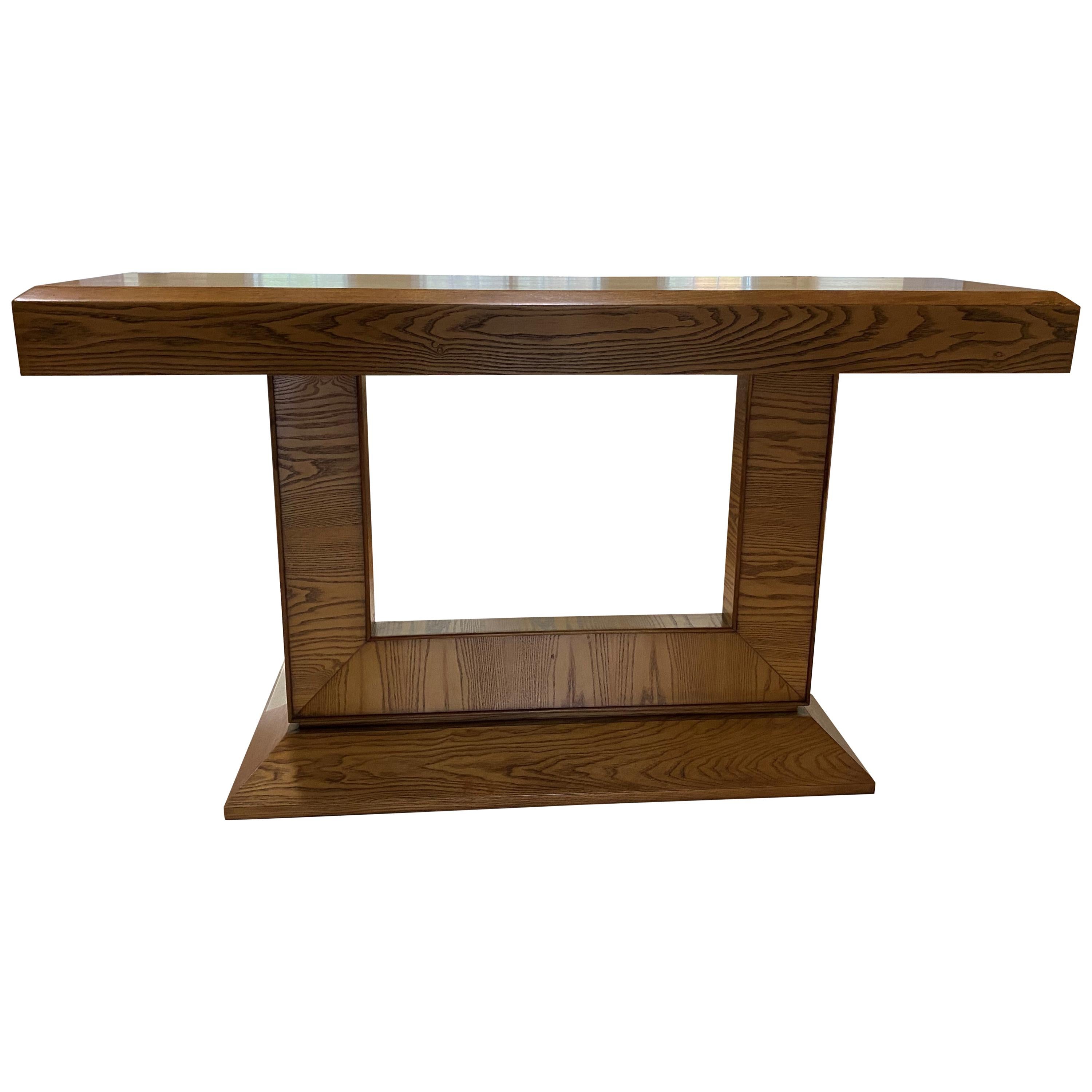 Midcentury Style Oak Console Table For Sale
