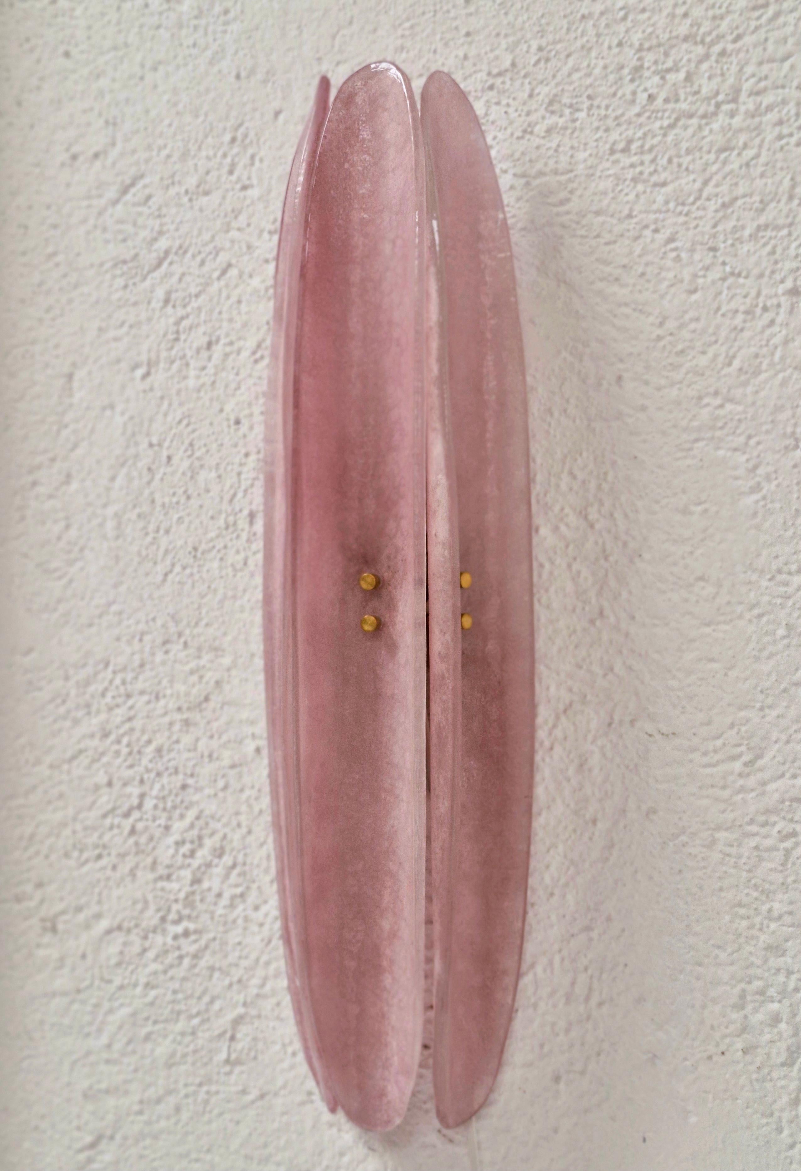 Mid Century Style Pink Murano Glass Sconces, Contemporary Design, Italy Murano For Sale 1
