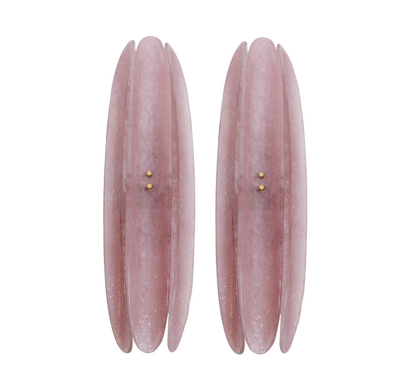 Sconcese in vetro di Murano rosa in stile Mid Century, design contemporaneo, Italia Murano