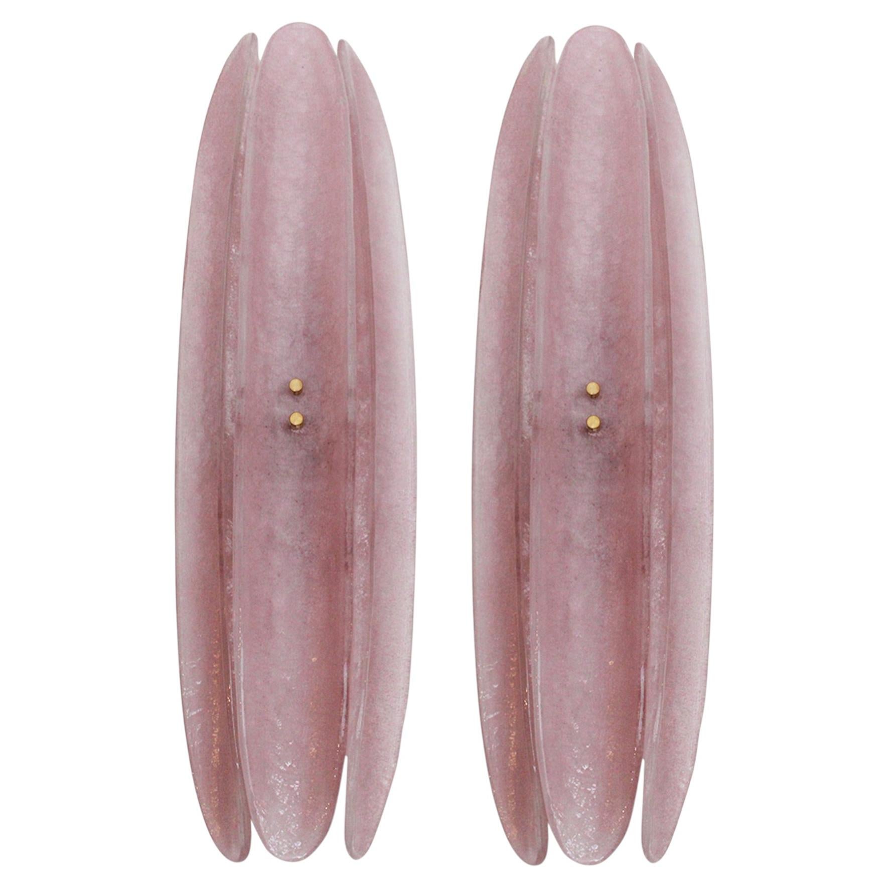 Mid Century Style Pink Murano Glass Sconces, Contemporary Design, Italy Murano