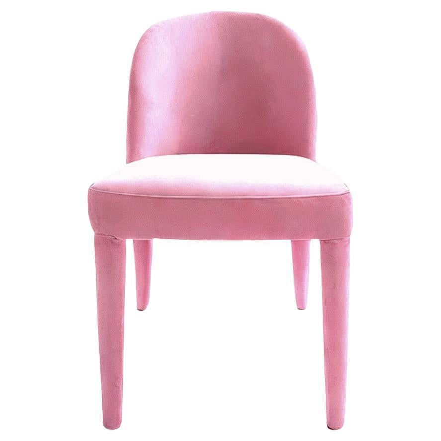 Moderner Mid-Century Pink Velvet Dining Chair Eclipse