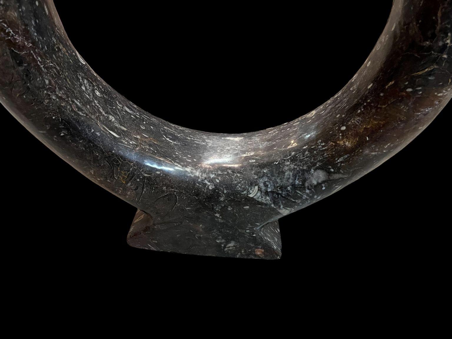 Mid Century Style Polished Orthoceras Fossil Sculpture For Sale 4