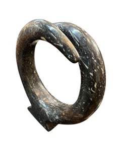 Escultura Fósil Orthoceras Pulida Estilo Mitad de Siglo