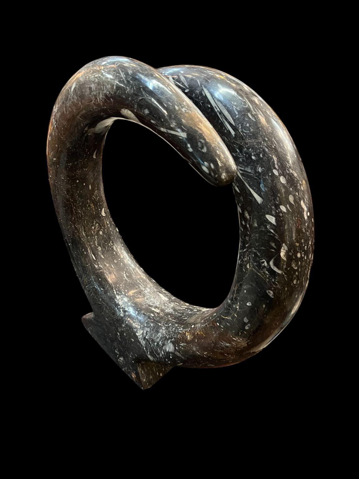 Mid-Century Modern Mid Century Style Polished Orthoceras Fossil Sculpture For Sale