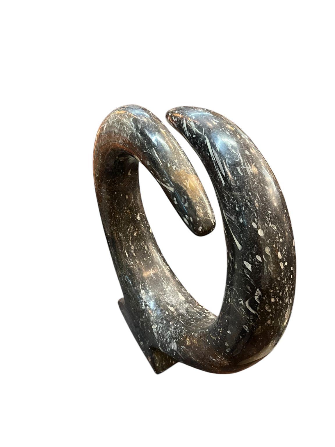 20th Century Mid Century Style Polished Orthoceras Fossil Sculpture For Sale