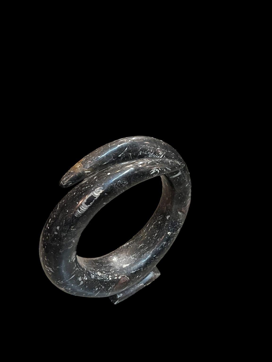 Mid Century Style Polished Orthoceras Fossil Sculpture For Sale 2