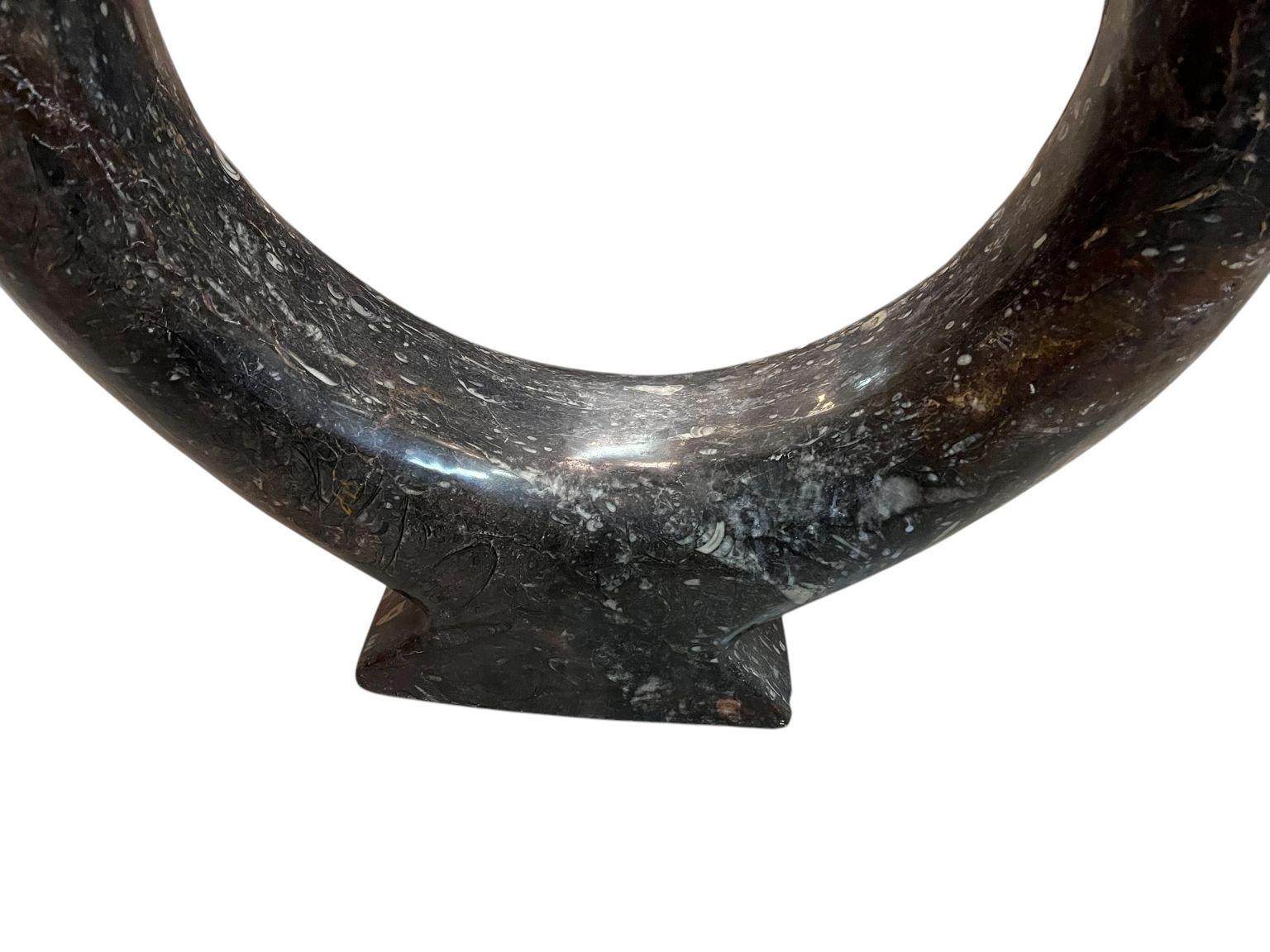 Mid Century Style Polished Orthoceras Fossil Sculpture For Sale 3
