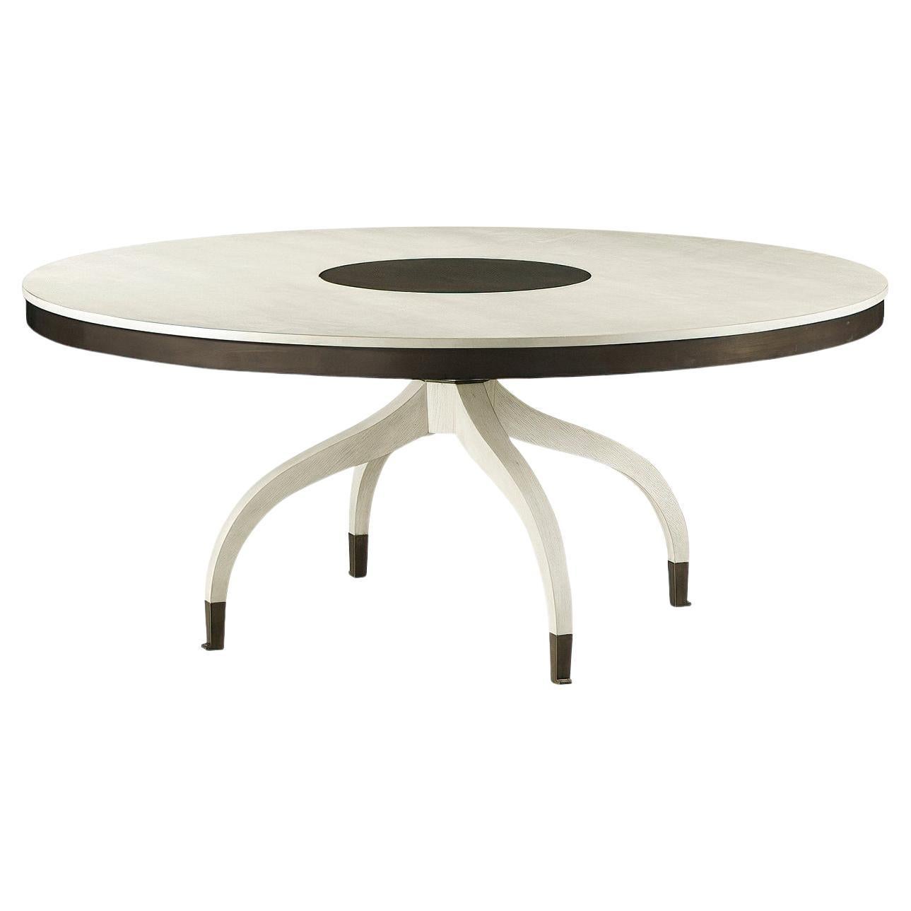Mid Century Style Round Country White Dining Table For Sale