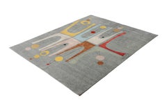 Rug & Kilim's Midcentury Style Rug in Gray/Multi-Color Atomic Age Pattern