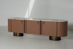 Mid-Century Style Socalco Leather Sideboard, Handmade in Portugal by Greenapple