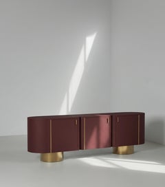 Mid-Century Style Socalco Leather Sideboard, Handmade in Portugal by Greenapple