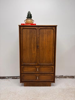Mid-Century Style Solid Wood Armoire with Five Drawers