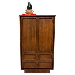 Mid-Century Style Solid Wood Armoire with Five Drawers