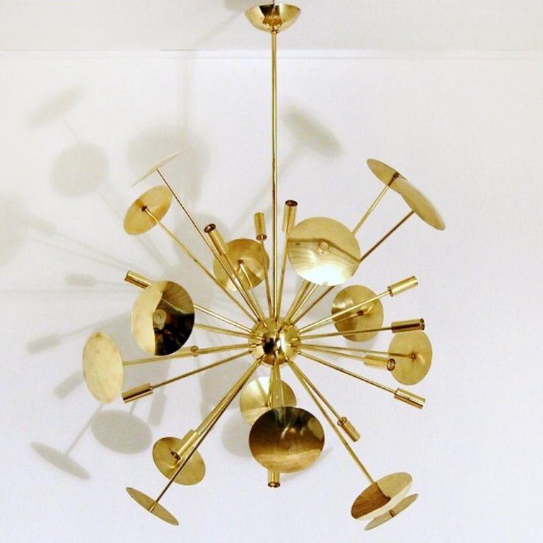 Mid-Century Style Sputnik Brass Disc Chandelier For Sale at 1stDibs