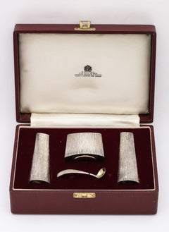 Mid-Century Style Sterling Silver Condiments Set in Original Fitted Box, Asprey