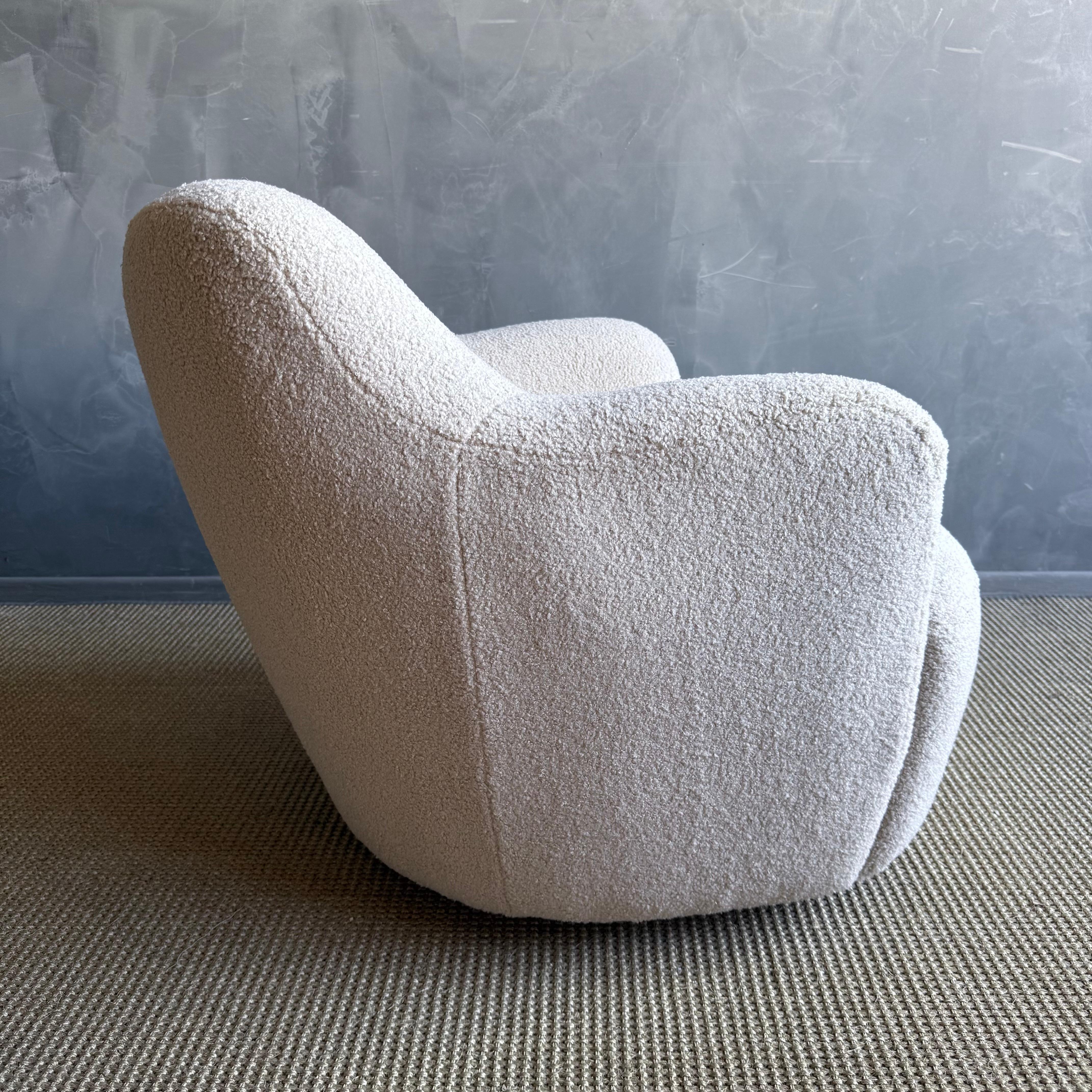 XXI secolo e contemporaneo Mid Century Style Swivel Chair in a Plush Teddy Fabric in vendita