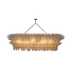 Lampada a sospensione italiana in vetro di Murano trasparente e ottone in stile metà secolo