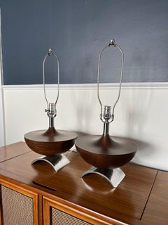 Mid Century Style Turned Wood Lamps