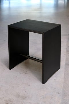 ULMER HOCKER Hocker im Mid-Century-Stil von Max Bill aus schwarz gebeiztem Fichtenholz