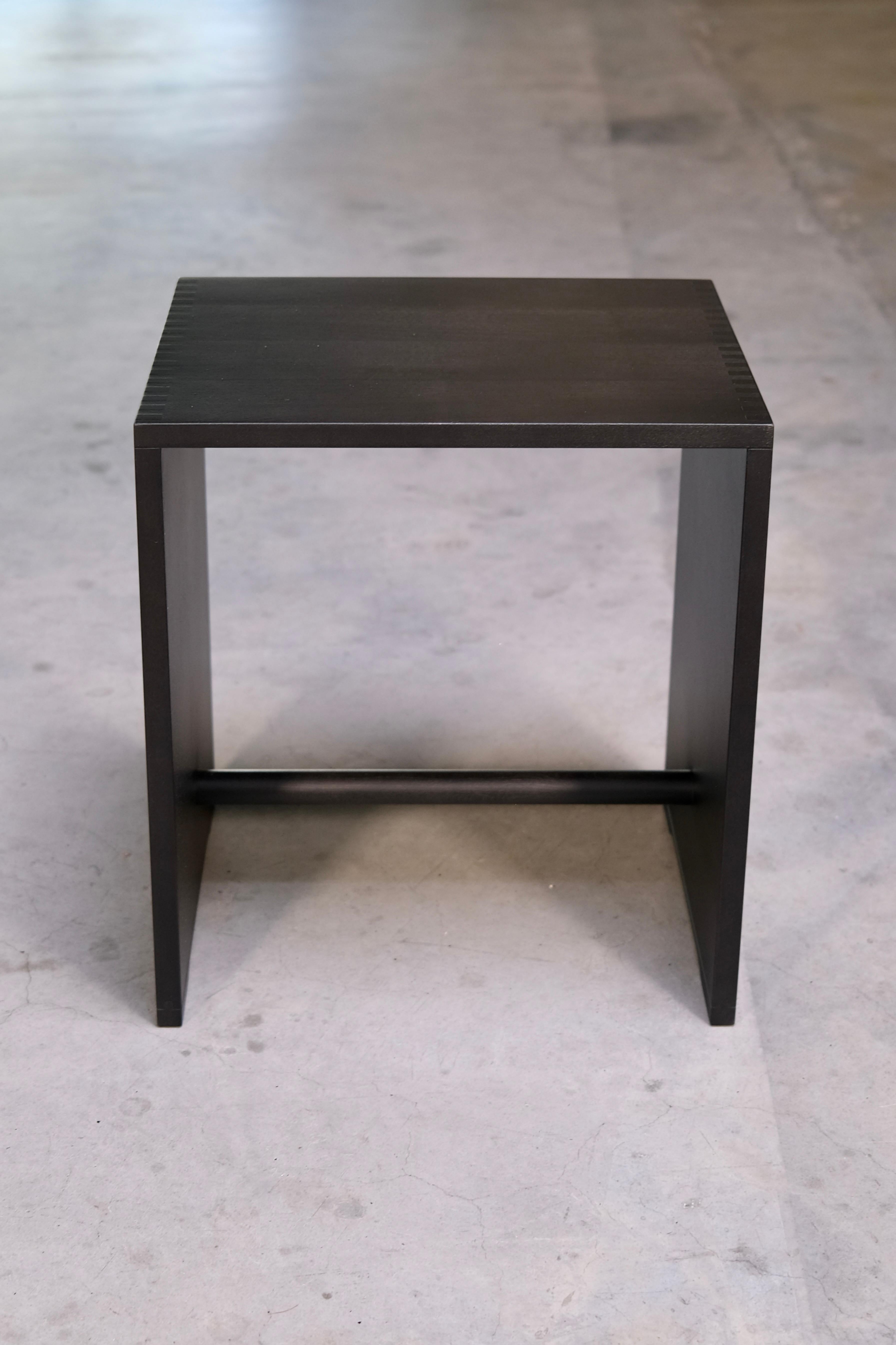 Mid-Century Modern Mid Century Style ULMER HOCKER Stool by Max Bill in Black Stained Spruce For Sale