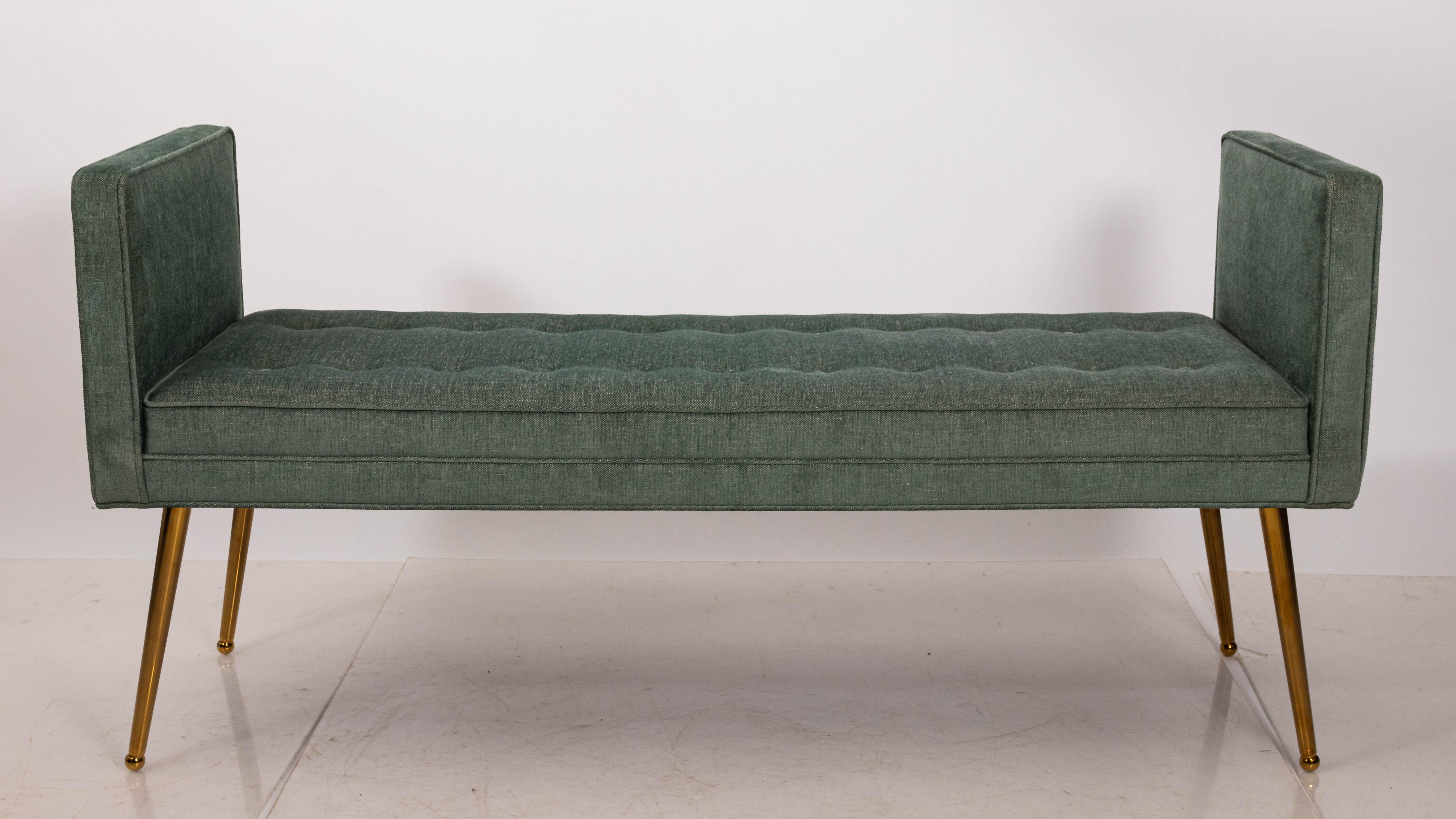 Midcentury Style Upholstered Armed Bench In Good Condition For Sale In New York, NY