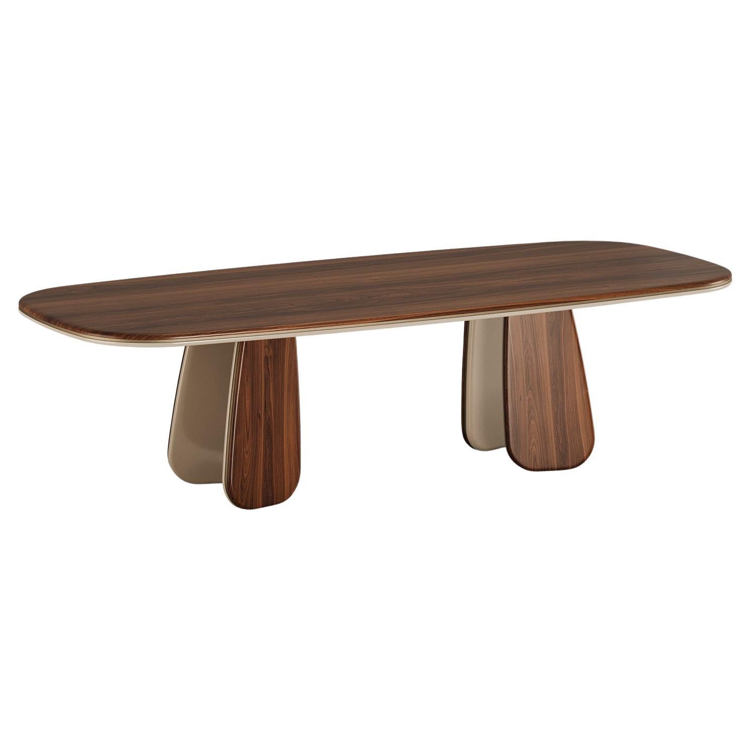 Mid-Century Style Vaggari Dining Table in Walnut Wood by Mavo Atelier, Handmade For Sale