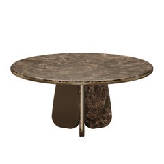 Table de salle à manger ronde Vaggari en marbre, faite à la main par Mavo Atelier, style milieu de siècle
