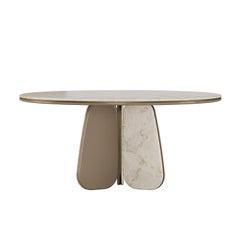 Mid-Century Style Vaggari Round Dining Table in Marble by Mavo Atelier, Handmade