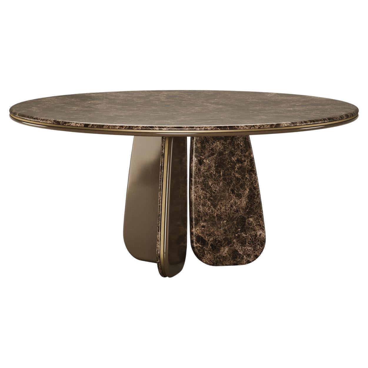 Mid-Century Style Vaggari Round Dining Table in Marble by Mavo Atelier, Handmade