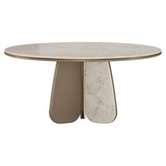 Mid-Century Style Vaggari Round Dining Table in Marble by Mavo Atelier, Handmade