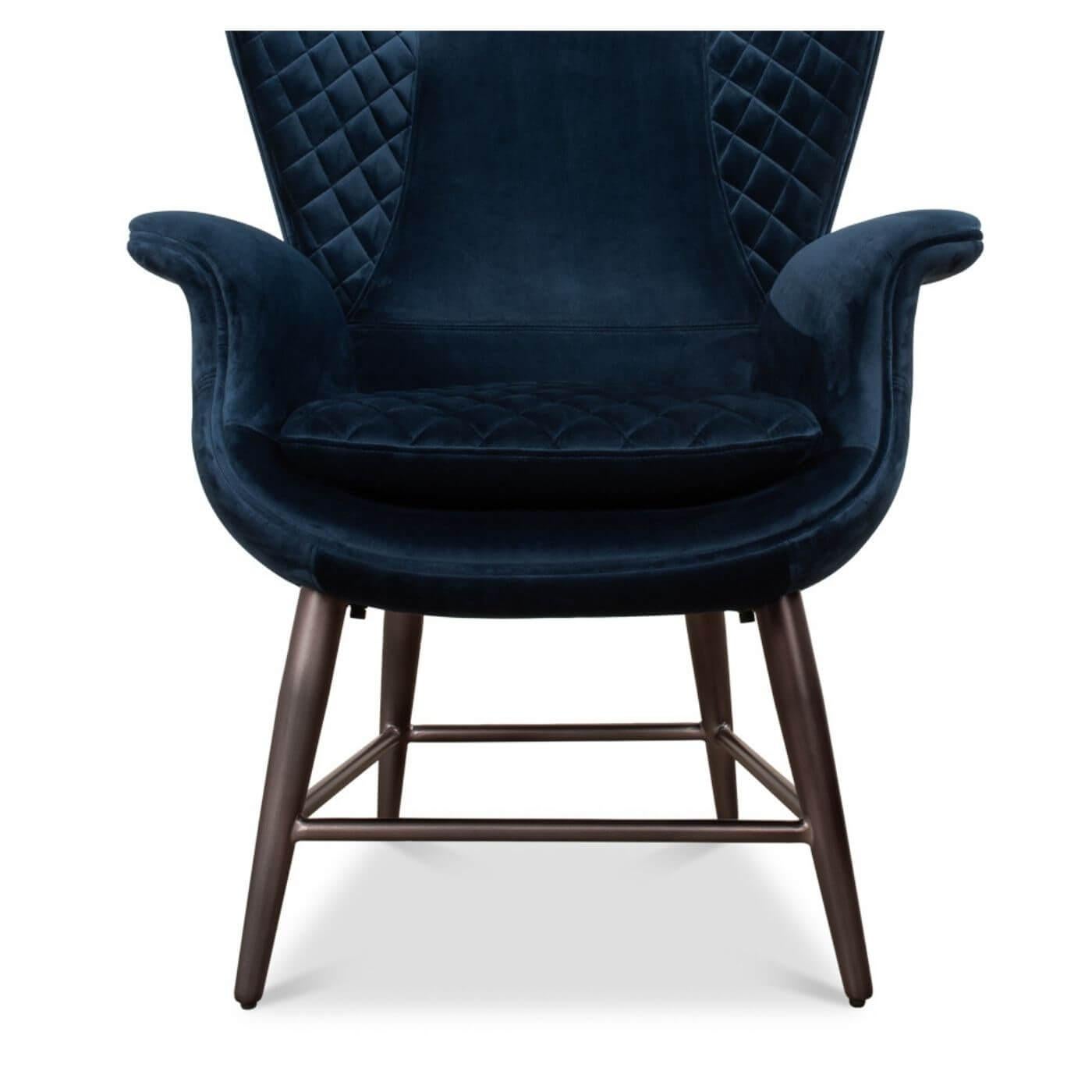 Contemporary Mid-Century Style Velvet Armchair For Sale
