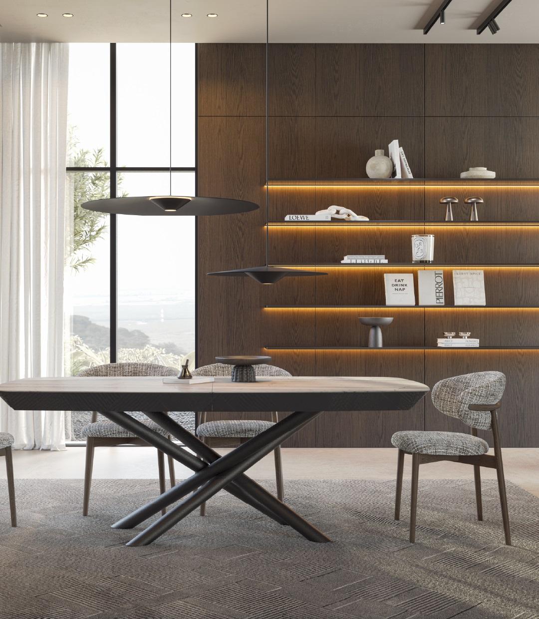 Zeitgenössischer Samt-Esszimmerstuhl mit glänzend lackiertem Gestell im Angebot 3