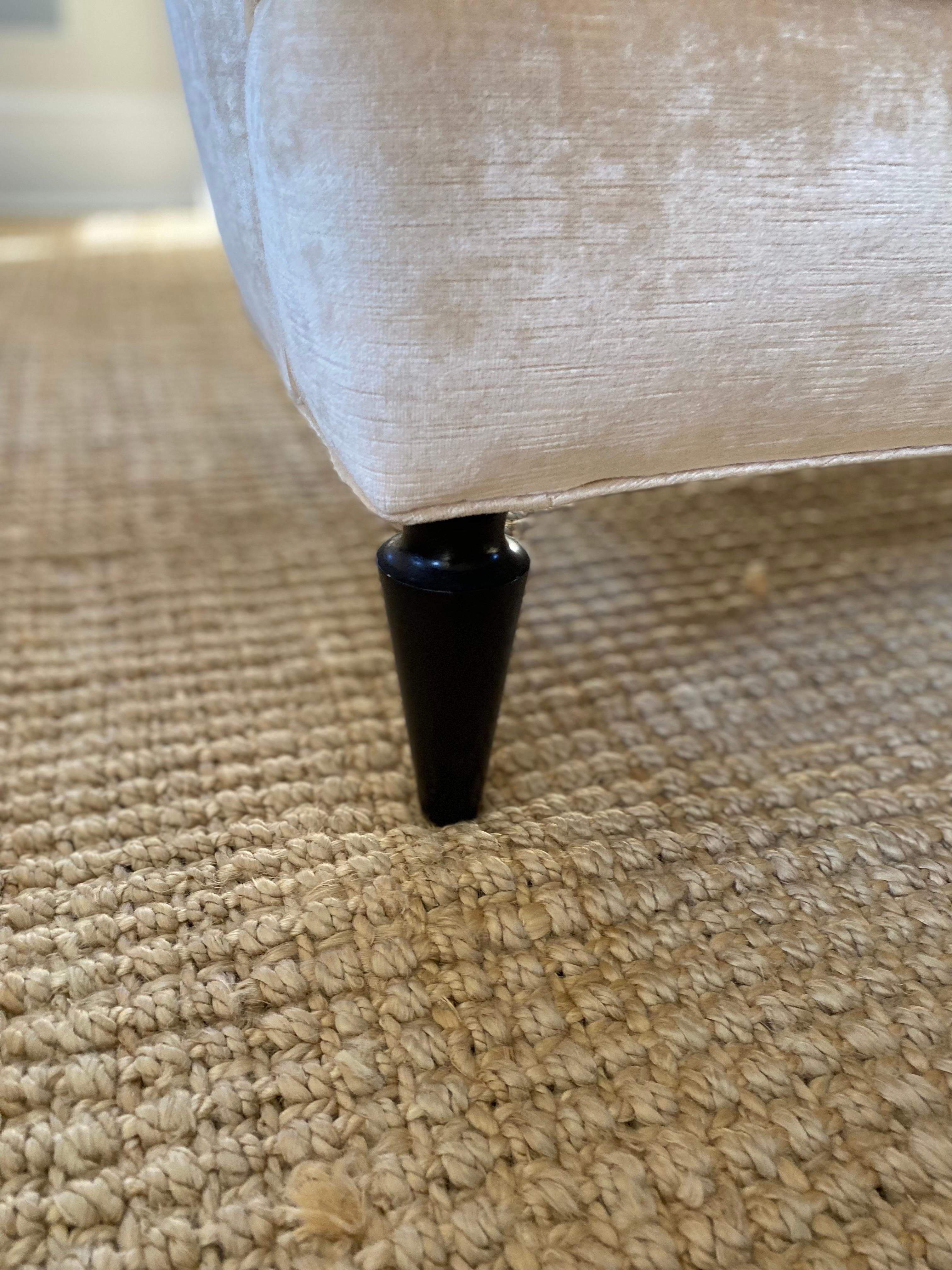 Mid-Century Style Velvet Upholstered Armchair with Black Painted Legs 2