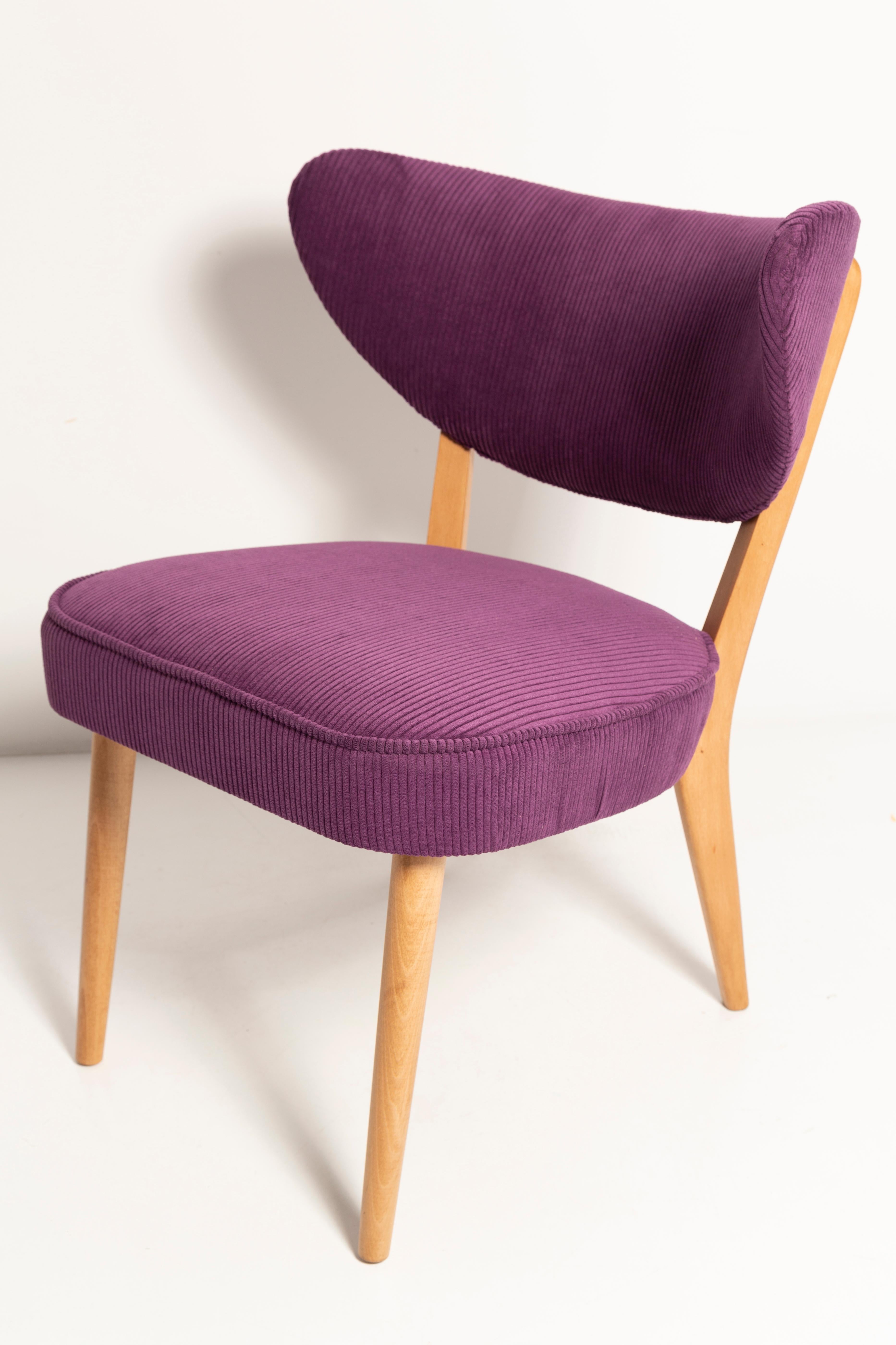 Midcentury Style Violet Velvet Club Chair, by Vintola Studio, Europe, Poland For Sale 3