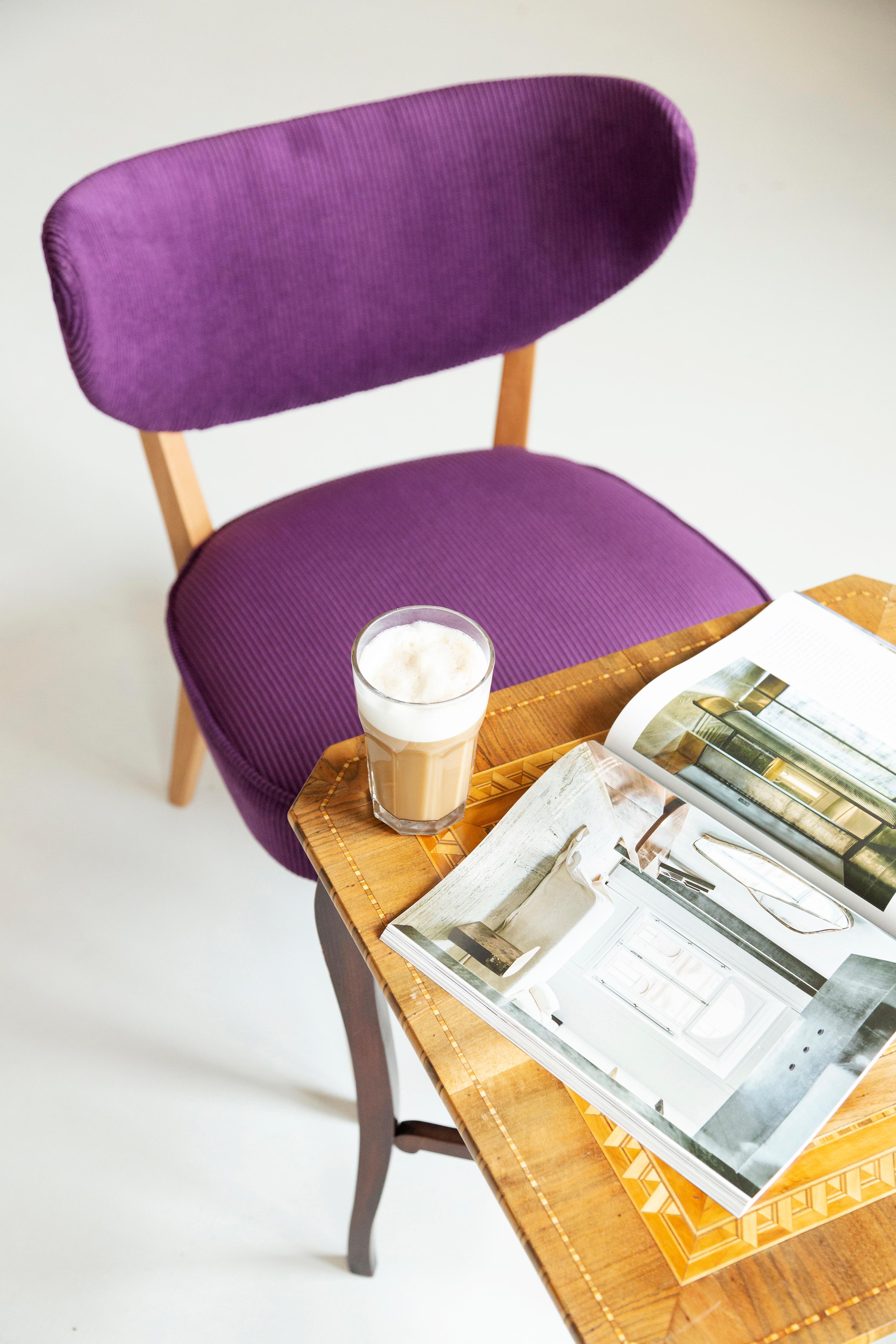 Mid-Century Modern Midcentury Style Violet Velvet Club Chair, by Vintola Studio, Europe, Poland For Sale
