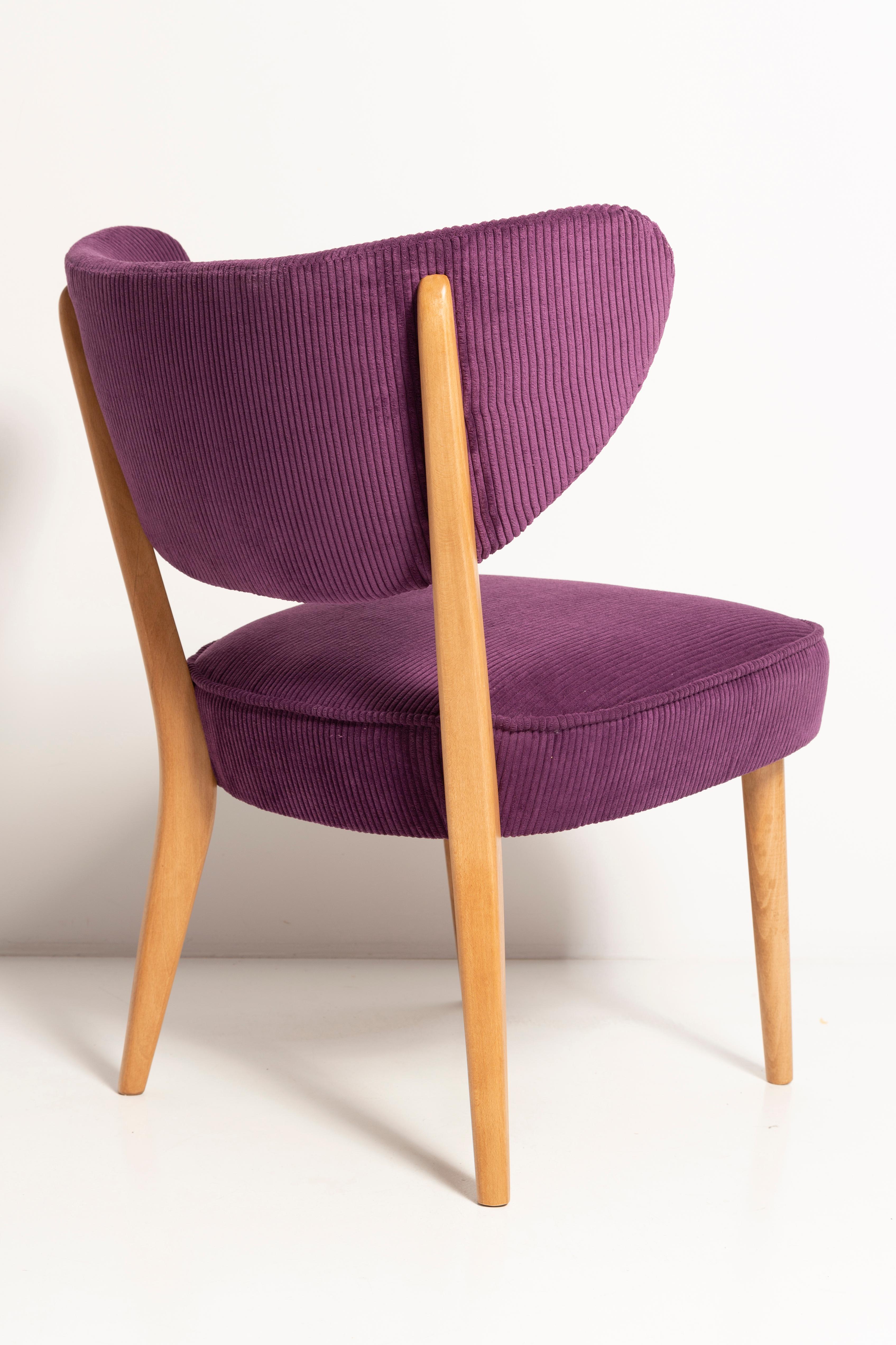 Contemporary Midcentury Style Violet Velvet Club Chair, by Vintola Studio, Europe, Poland For Sale