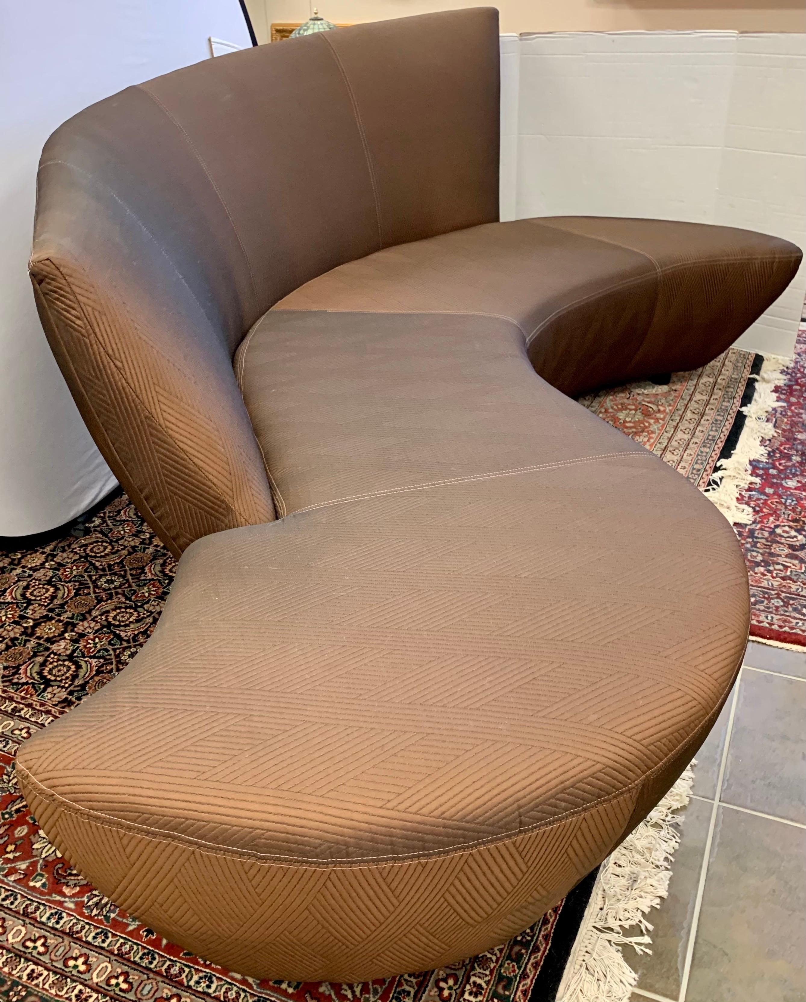 Mid-Century Modern Midcentury Style Vladimir Kagan Bilbao Serpentine Curved Sofa Iridescent Fabric