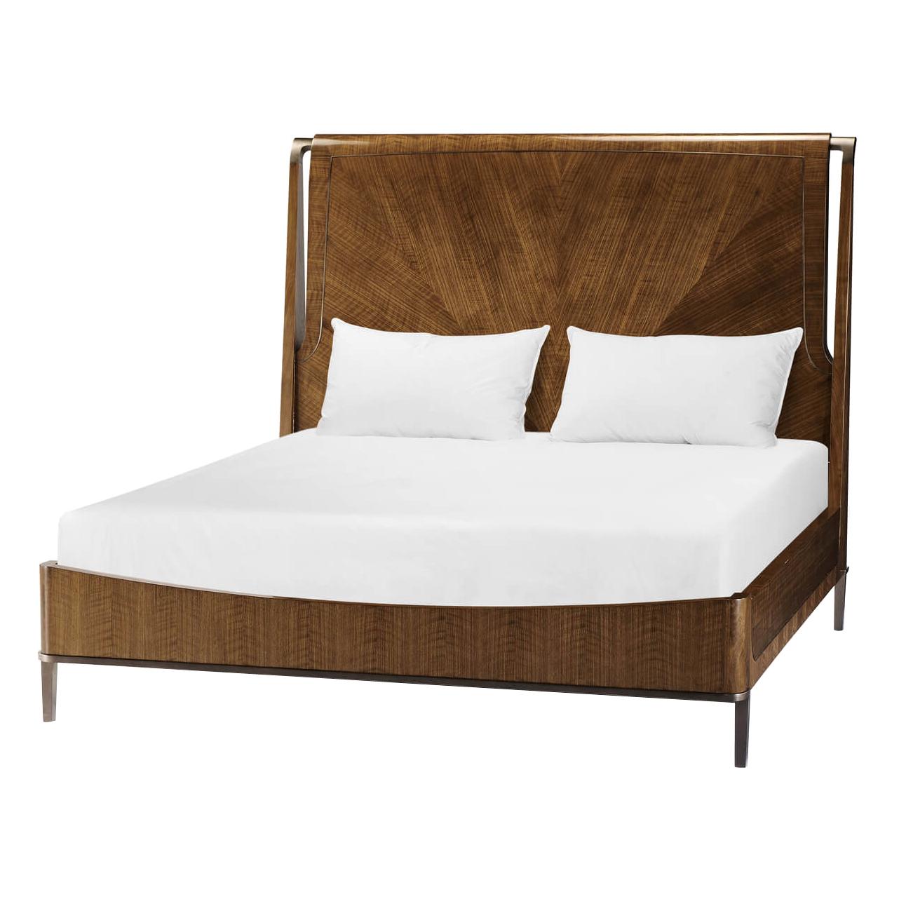 Midcentury Style Walnut Frame Bed - King